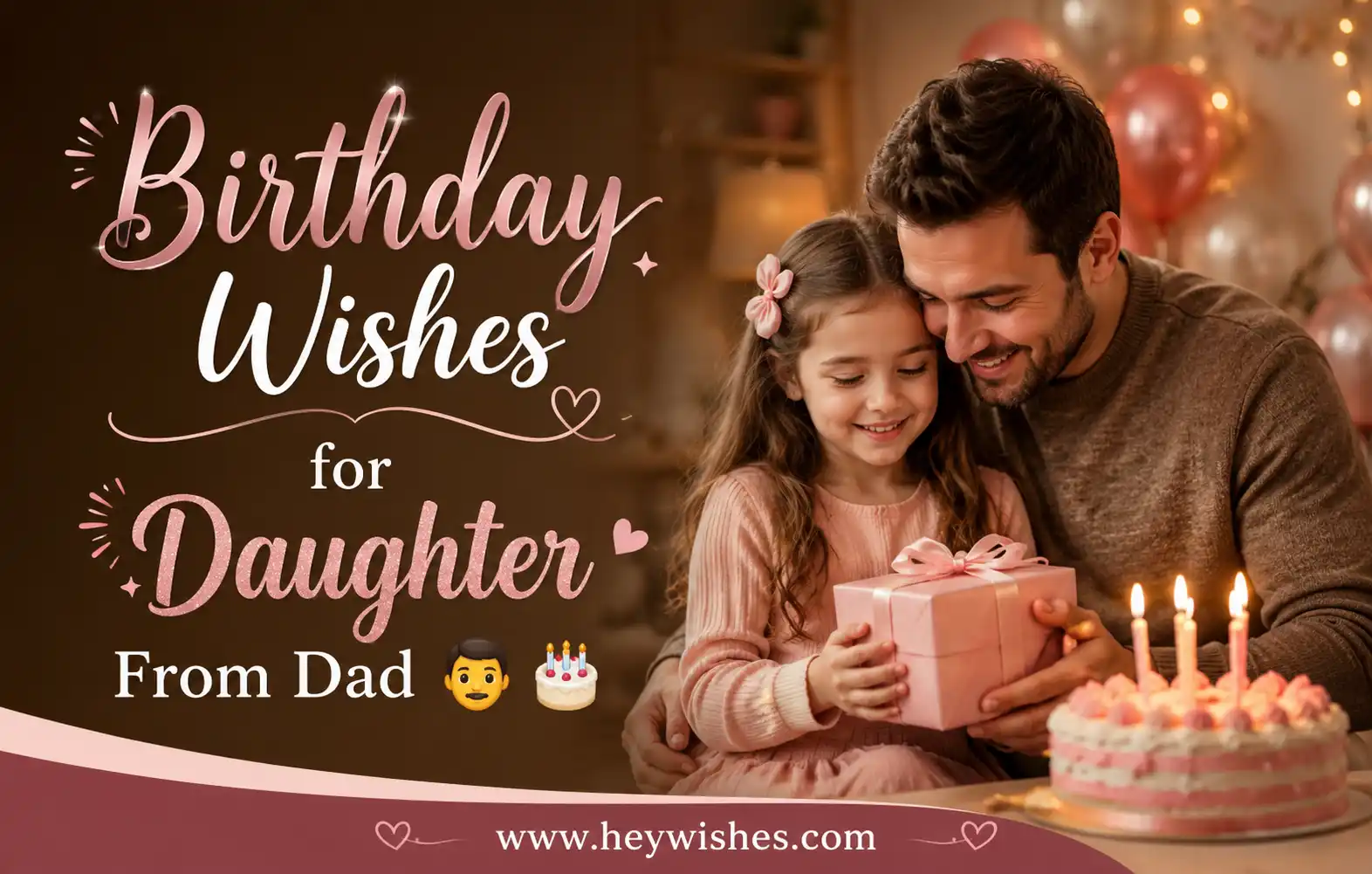Heartfelt birthday wishes for daughter from dad with a loving family celebration, cake, balloons, and warm emotional birthday vibes.
